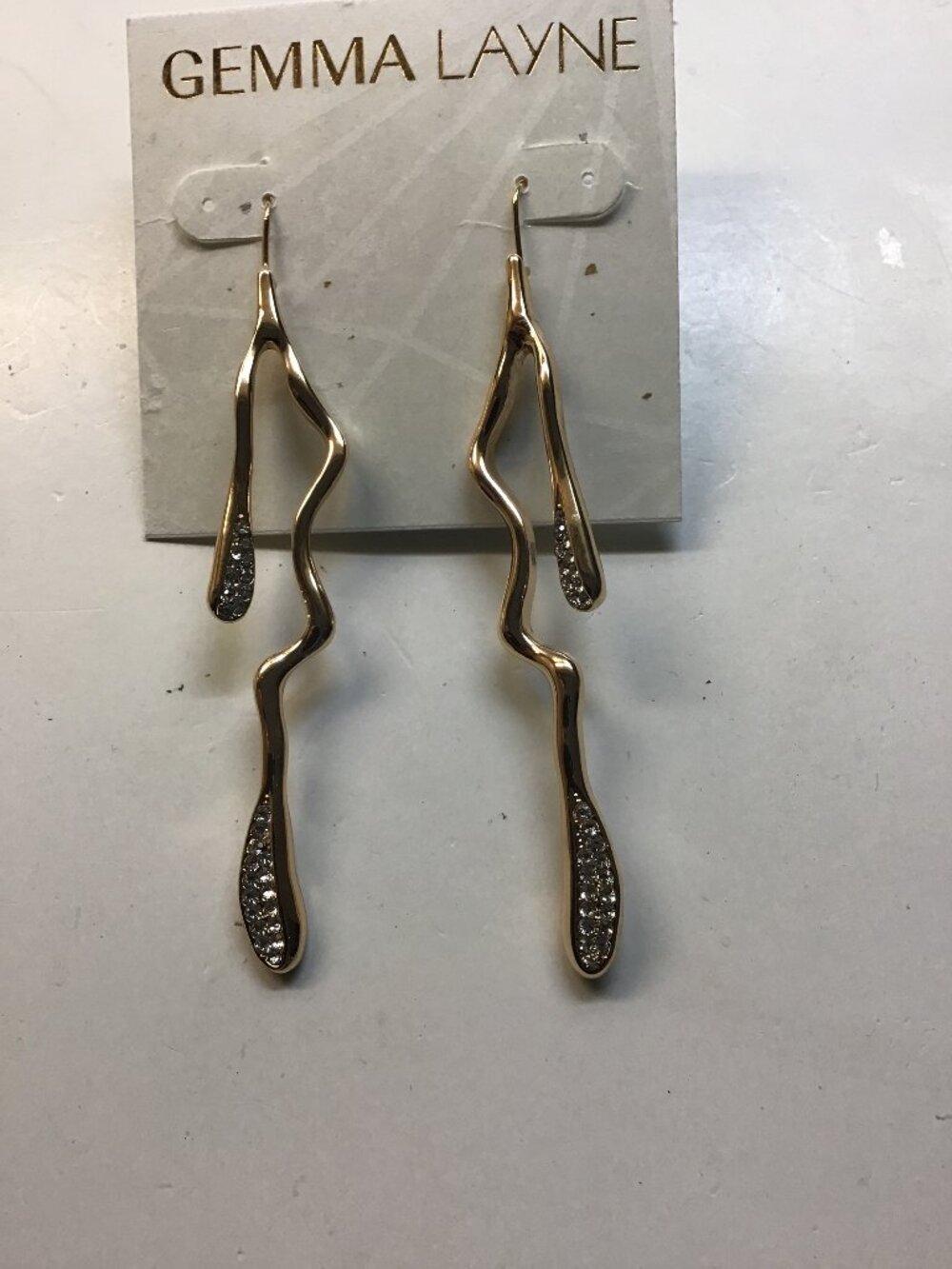 Gemma Layne New Gold Lightening and Rhinestone Earrings